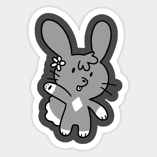 Gray Flower Bunny Sticker by saradaboru